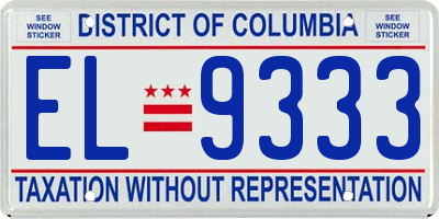 DC license plate EL9333