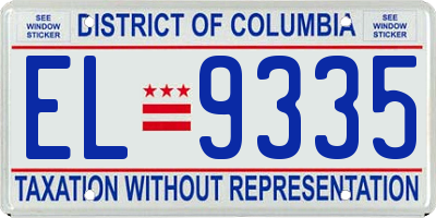 DC license plate EL9335