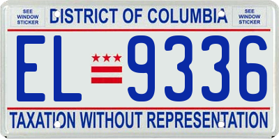 DC license plate EL9336