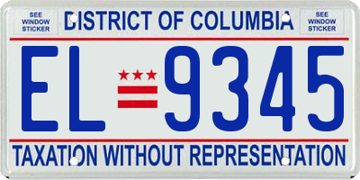 DC license plate EL9345