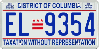 DC license plate EL9354