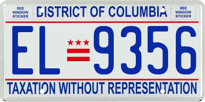 DC license plate EL9356