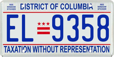 DC license plate EL9358