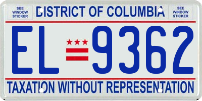 DC license plate EL9362