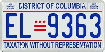 DC license plate EL9363