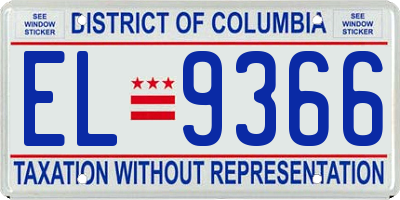 DC license plate EL9366