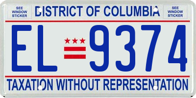 DC license plate EL9374