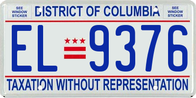 DC license plate EL9376