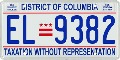 DC license plate EL9382