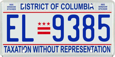 DC license plate EL9385