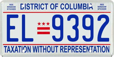 DC license plate EL9392