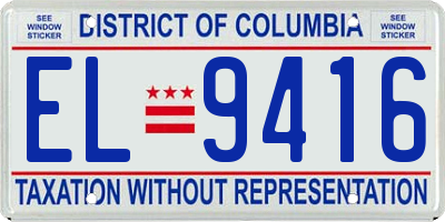 DC license plate EL9416