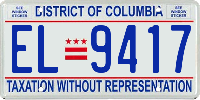 DC license plate EL9417
