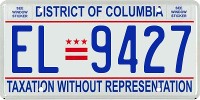 DC license plate EL9427