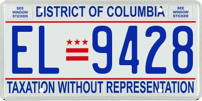 DC license plate EL9428
