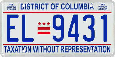 DC license plate EL9431