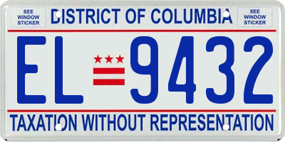 DC license plate EL9432