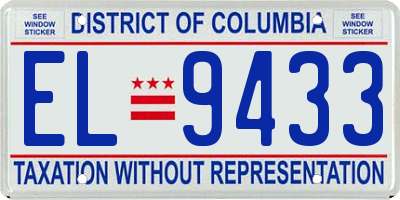 DC license plate EL9433
