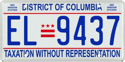 DC license plate EL9437