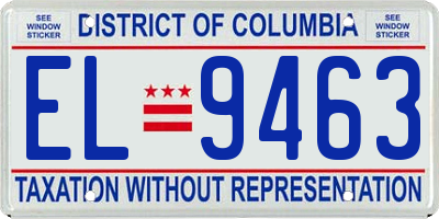 DC license plate EL9463