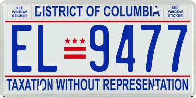 DC license plate EL9477