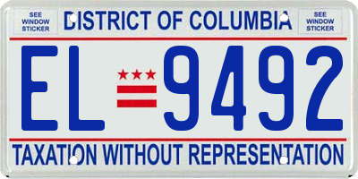 DC license plate EL9492