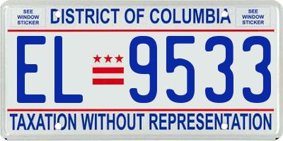 DC license plate EL9533