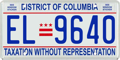 DC license plate EL9640