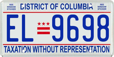 DC license plate EL9698