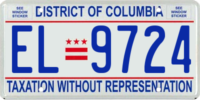 DC license plate EL9724