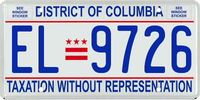 DC license plate EL9726