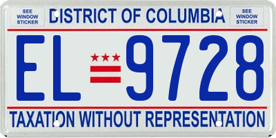 DC license plate EL9728