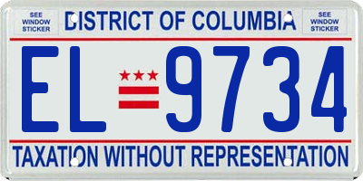 DC license plate EL9734