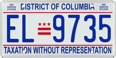 DC license plate EL9735