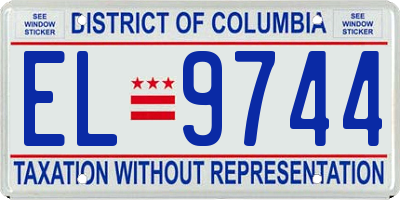 DC license plate EL9744