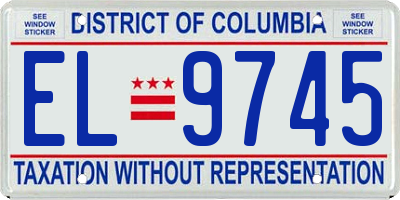 DC license plate EL9745