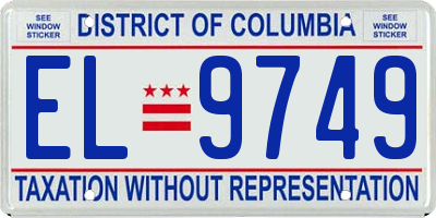 DC license plate EL9749