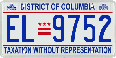 DC license plate EL9752