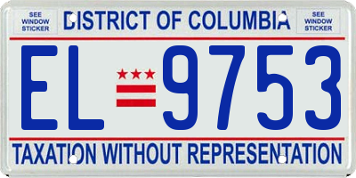 DC license plate EL9753