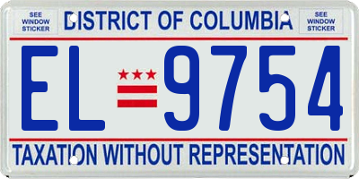 DC license plate EL9754