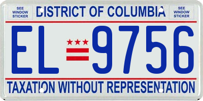 DC license plate EL9756