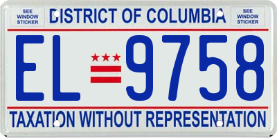 DC license plate EL9758