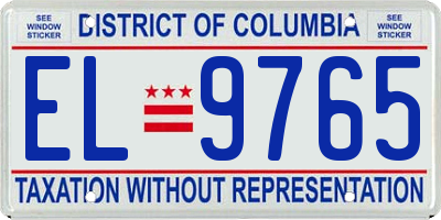 DC license plate EL9765