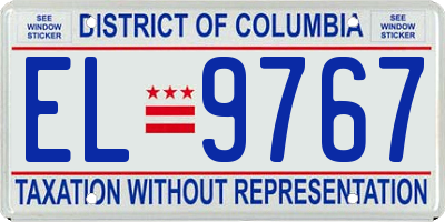 DC license plate EL9767