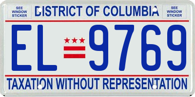 DC license plate EL9769