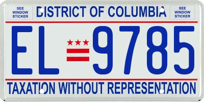 DC license plate EL9785