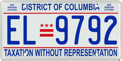 DC license plate EL9792