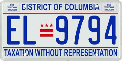 DC license plate EL9794