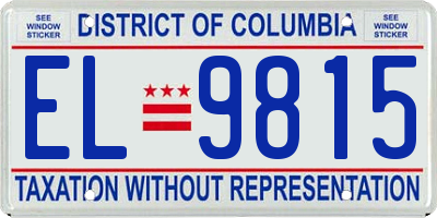 DC license plate EL9815