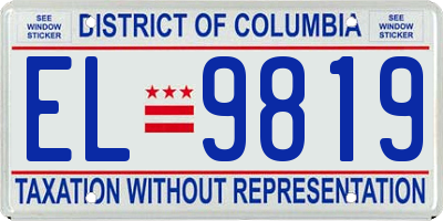 DC license plate EL9819